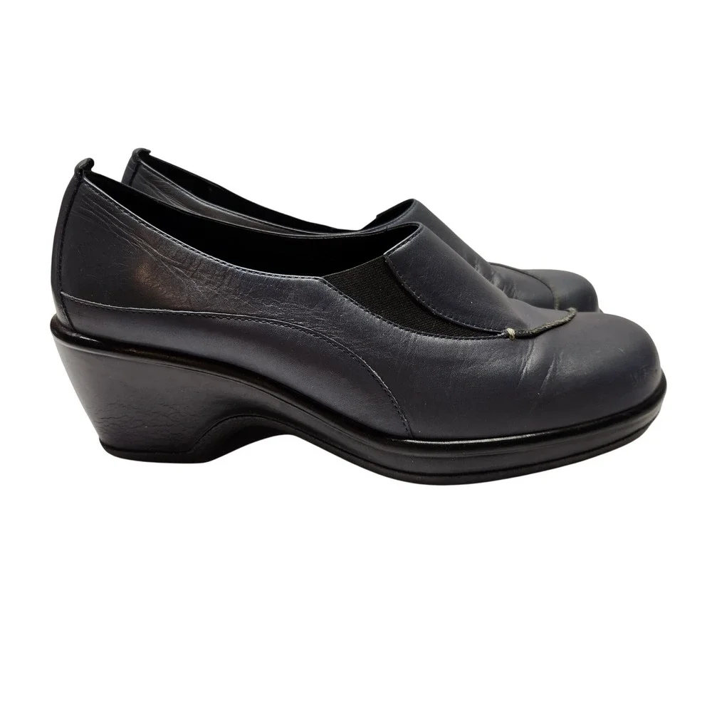 Dansko Womens Navy Blue Leather Wedge Loafers Comfort Shoes Size EU 40 US 9.5/10